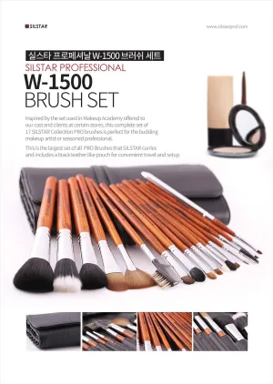 SILSTAR PROFESSIONAL PRO PRESTIGE BRUSH SET 17 PCS BRUSHES WITH ROLL UP LEATHER CASE/POWDER BRUSH, EYESHADOW BRUSH, FOUNDATION BRUSH, BROW BRUSH, LIP BRUSH/COMPACT BRUSH SET