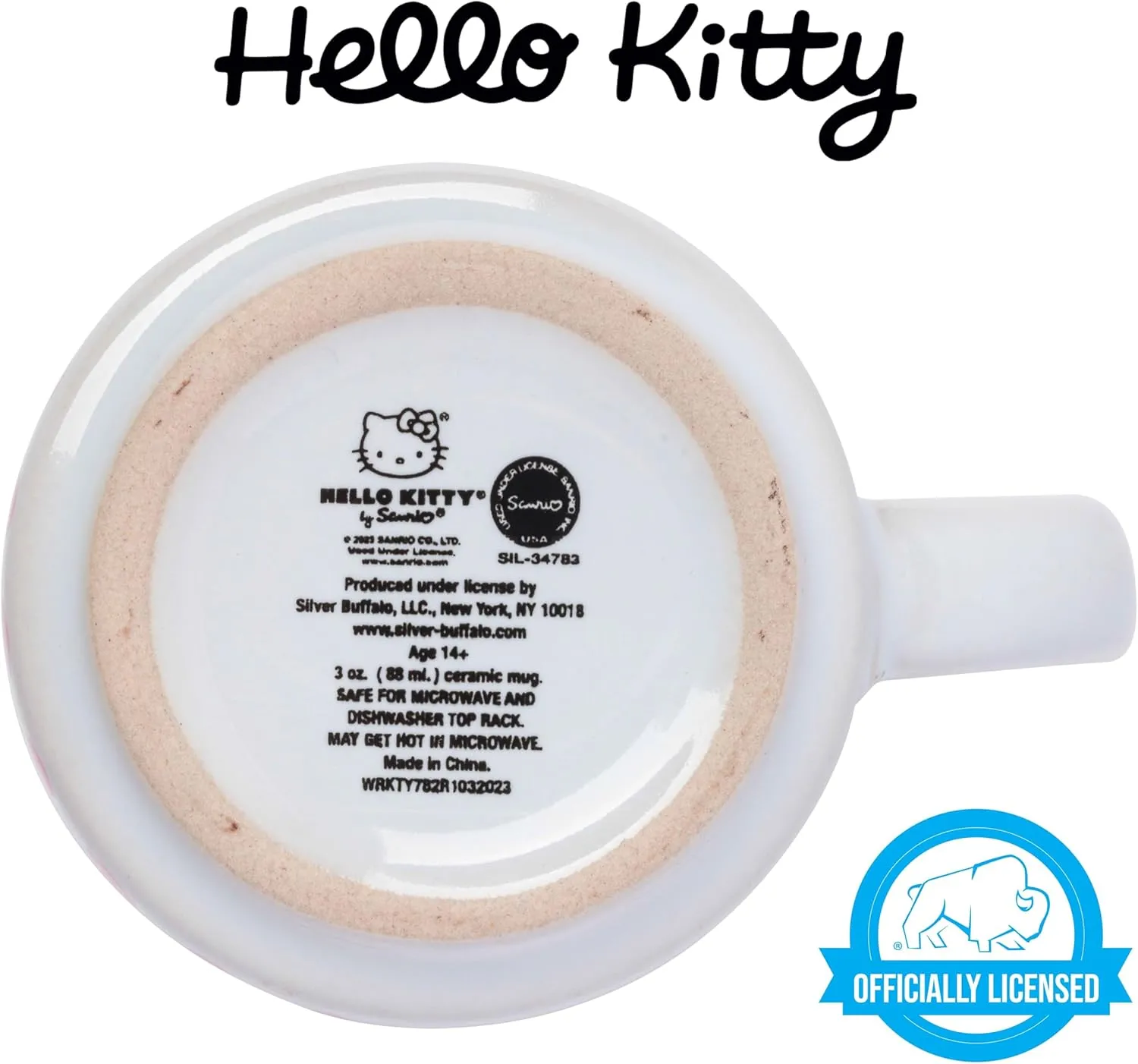 Silver Buffalo Sanrio Hello Kitty Polka Dots 4pc Stackable Ceramic Espresso Small Cup Set, 3 Ounces