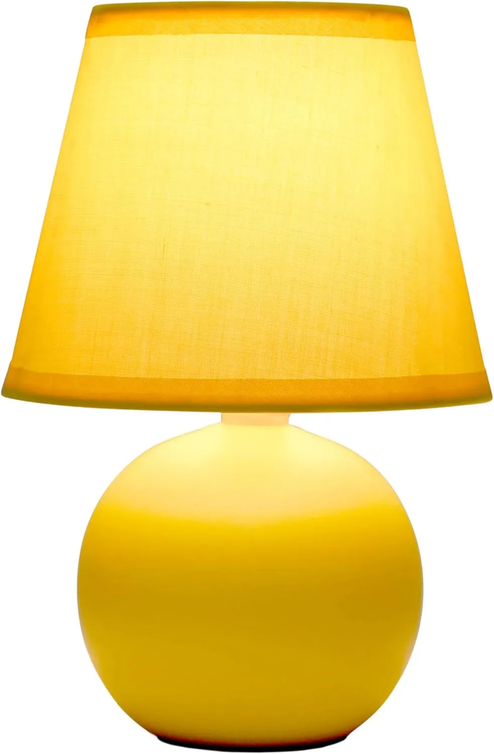 Simple Designs LT1196-YLW-2PK 8.66" 2-Pack Chic Little Globe Ceramic Table Lamp Set with Matching Tapered Shade, for Living Room, Bedroom, Office, Yellow