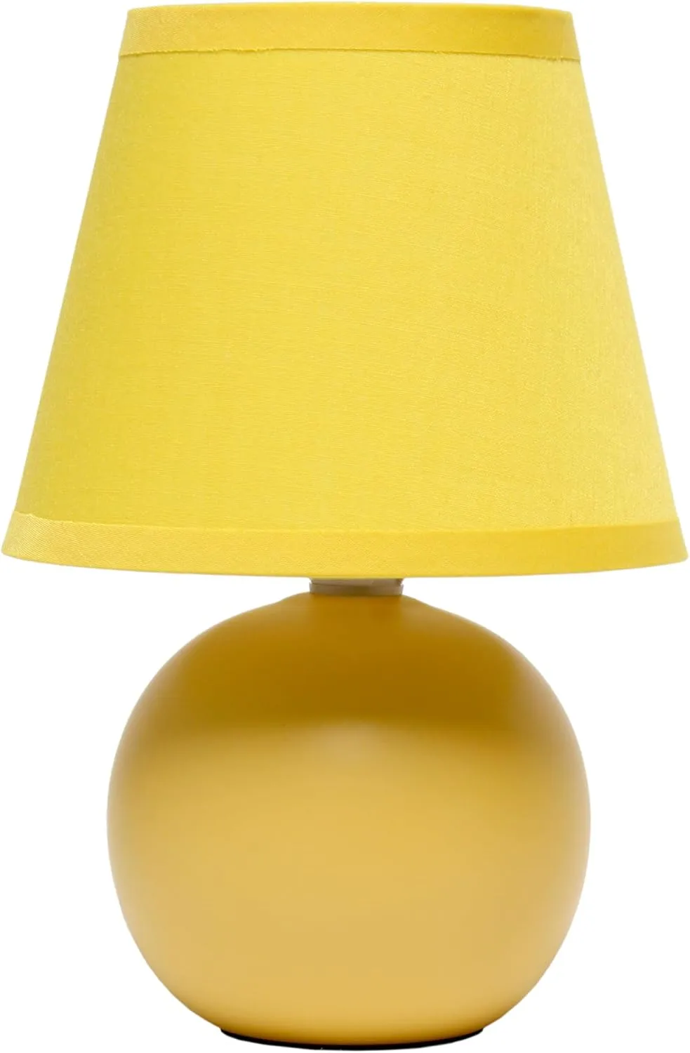 Simple Designs LT1196-YLW-2PK 8.66" 2-Pack Chic Little Globe Ceramic Table Lamp Set with Matching Tapered Shade, for Living Room, Bedroom, Office, Yellow