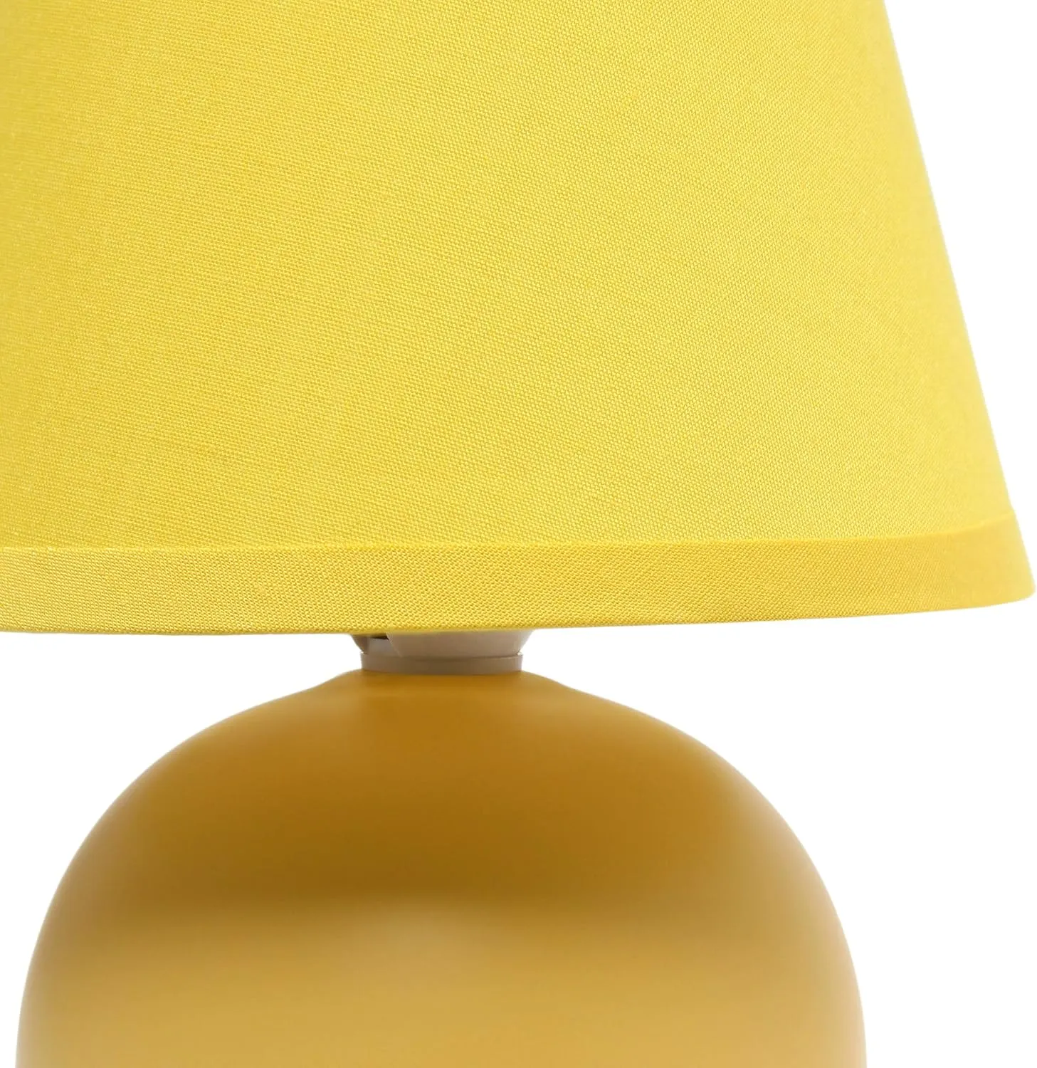 Simple Designs LT1196-YLW-2PK 8.66" 2-Pack Chic Little Globe Ceramic Table Lamp Set with Matching Tapered Shade, for Living Room, Bedroom, Office, Yellow