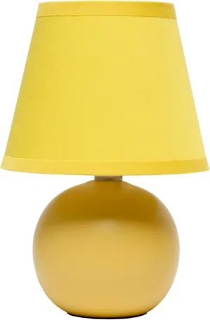Simple Designs LT1196-YLW-2PK 8.66" 2-Pack Chic Little Globe Ceramic Table Lamp Set with Matching Tapered Shade, for Living Room, Bedroom, Office, Yellow