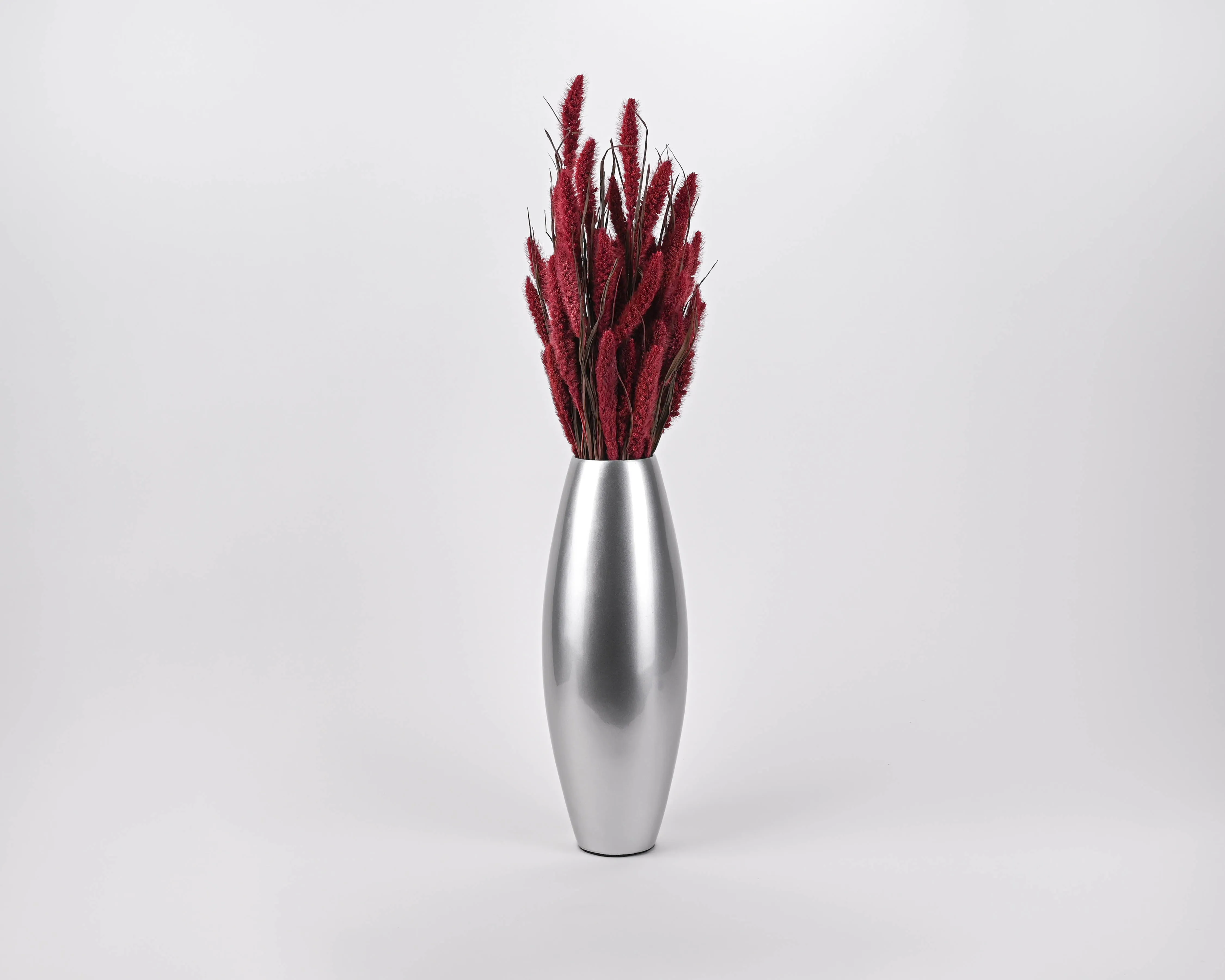 Small Bamboo Floor or Table Vase Handmade Vase  | Silver