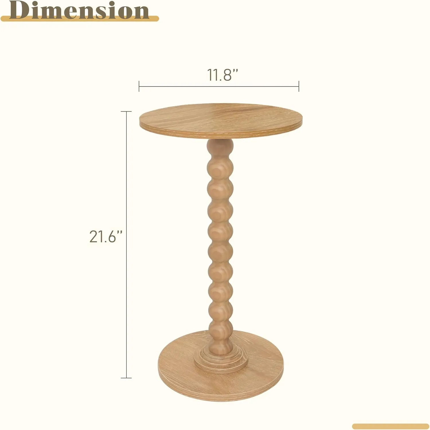 Small Side Table, Drink Table for Small Spaces, Modern Accent Table Martini Table with Solid Wood Leg, Round End Tables Living Room for Bedroom and Office (Rustic Walnut)