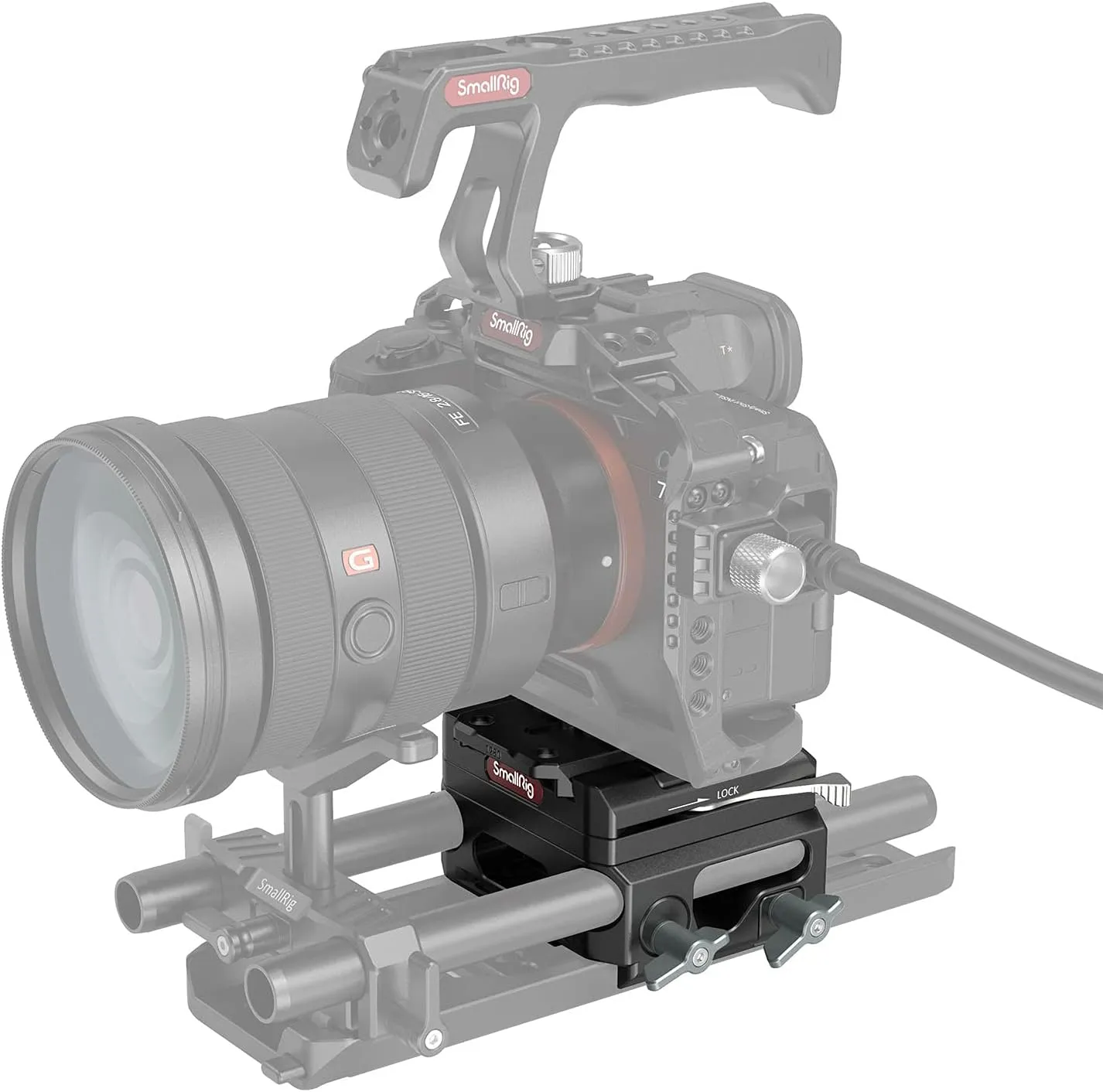 SmallRig Lightweight Base Plate Riser System with Dual 15mm Rod Clamp, Base Plate Magnesium Alloy Version, w/Plate for Manfrotto Style, 40% Lighter - 3067