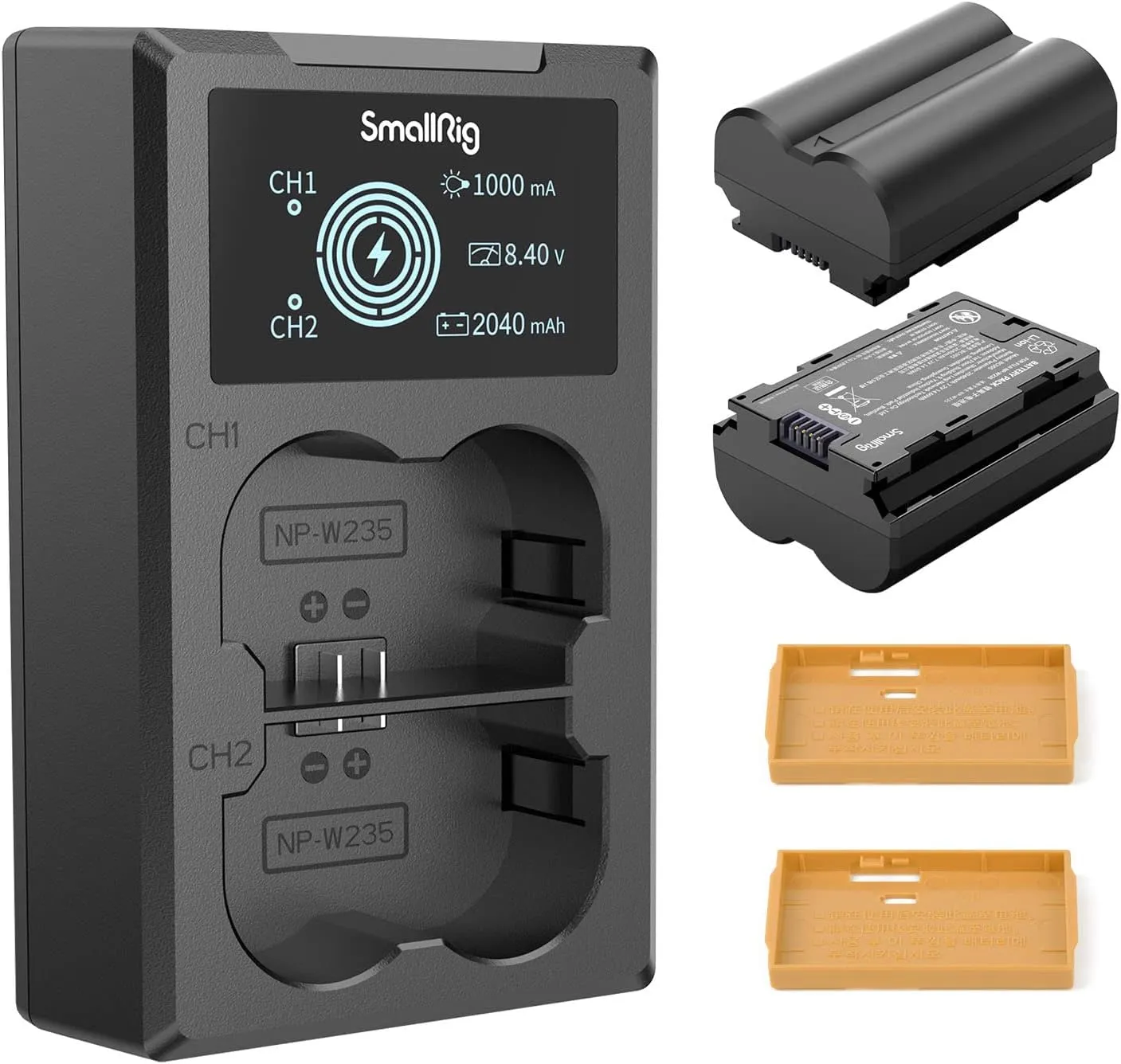 SmallRig Replacement Camera Battery Charger Set for Fujifilm NP-W235, Double Slot Battery Charger for Fujifilm X-T5, X-T4, VG-XT4, X-S20, GFX50S II, GFX100S, X-H2, X-H2S