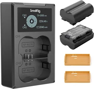 SmallRig Replacement Camera Battery Charger Set for Fujifilm NP-W235, Double Slot Battery Charger for Fujifilm X-T5, X-T4, VG-XT4, X-S20, GFX50S II, GFX100S, X-H2, X-H2S