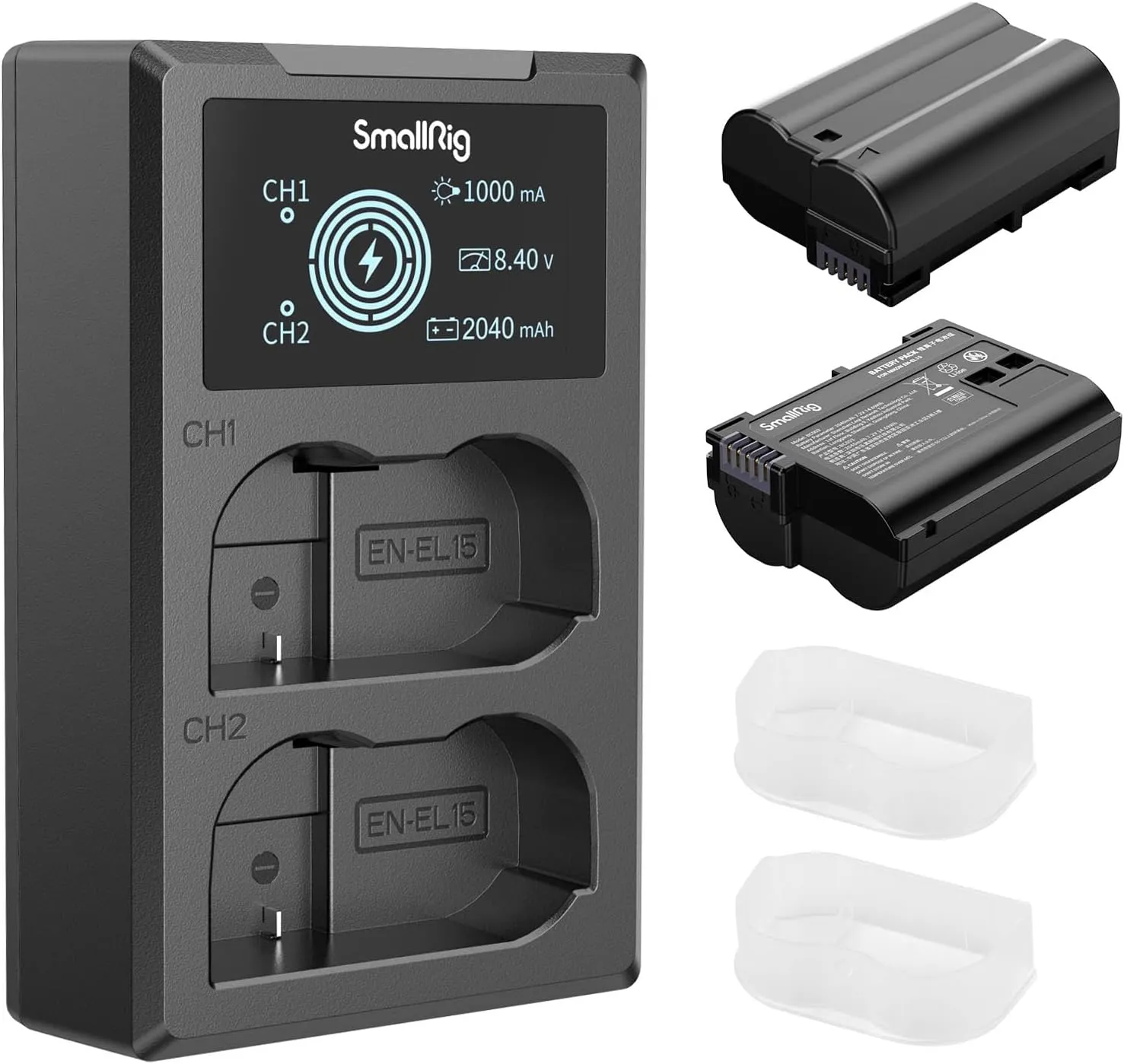 SmallRig Replacement Camera Battery Charger Set for Nikon EN-EL15C, Double Slot Battery Charger for Z6 III, Zf, Z8, Z7 II, Z6 II, Z5, D850, D810, D810A, D780, D750, D610, D500, D7500