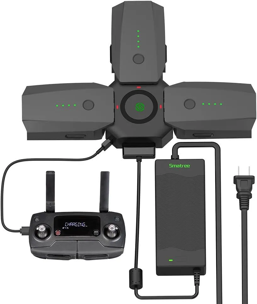 Smatree Battery Charger Compatible for Mavic Pro/Platinum, Mavic Pro Charge Hub with 80W Rapid Battery Power Adapter(Not Fit for DJI Mavic 2 Pro/2 Zoom/Mavic Air 2)