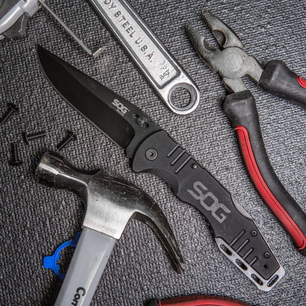 SOG Salute Tactical Folding Knife - Black Oxide