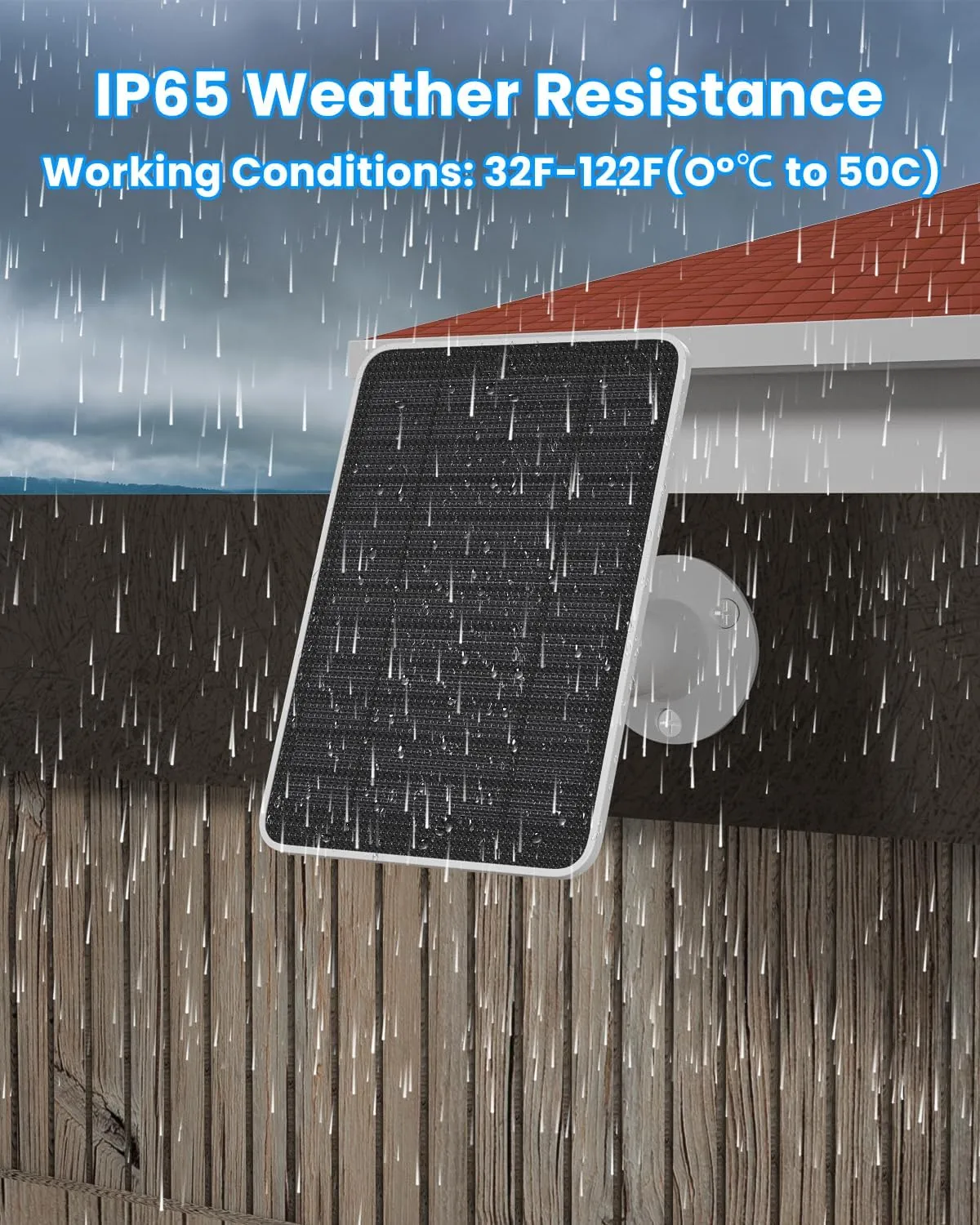 Solar Panel Charger Compatible with Arlo Essential 2K Outdoor(2nd Gen)/Essential XL Camera(2nd Gen)/Essential Spotlight, 5W Solar Panel with IP65 Waterproof 10ft Micro USB-C Cable & Wall Mount, 3 Pack