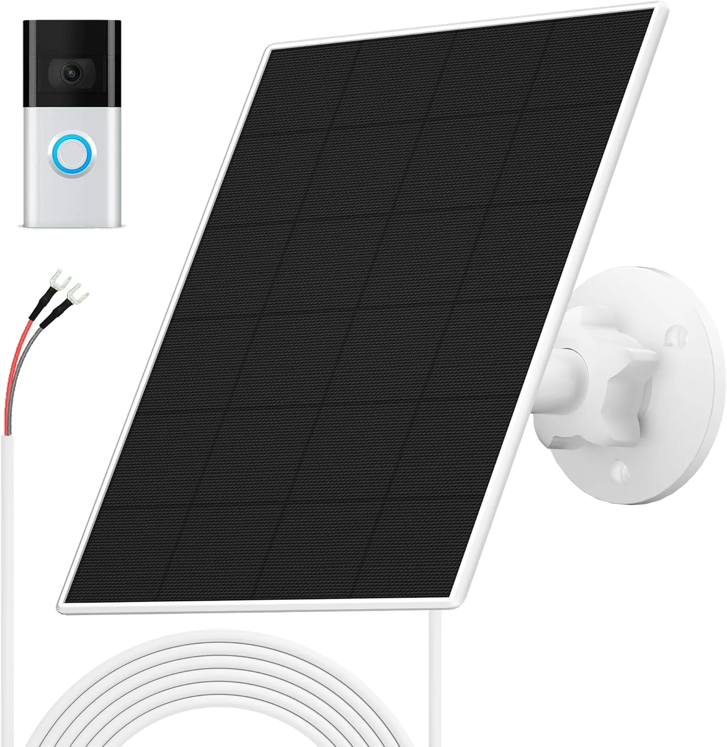 Solar Panel for Ring Doorbell, Solar Charger for All-New Ring Battery Doorbell, Battery Doorbell Plus/Pro, Video Doorbell 2/3/3 /4, 6W AC9V Waterproof, Adjustable Panel Mount, 9.8ft Cable