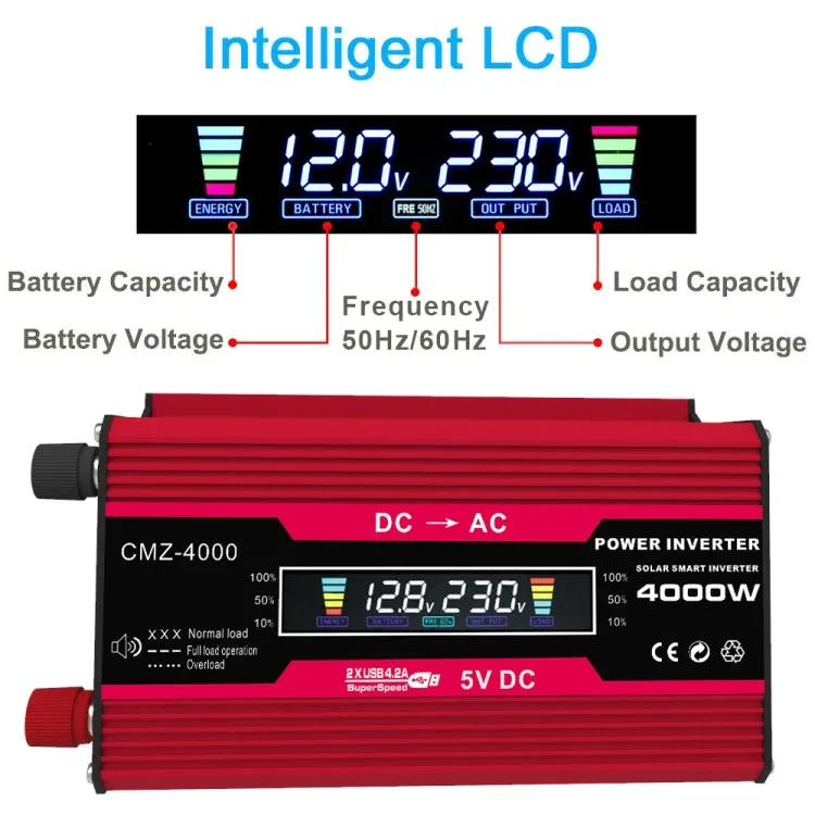 Solar Power System Inverters 30A Controller 18W 18V Solar Panel, Black 12V To 220V, Black 12V To 110V, Red 12V To 220V, Red 12V To 110V