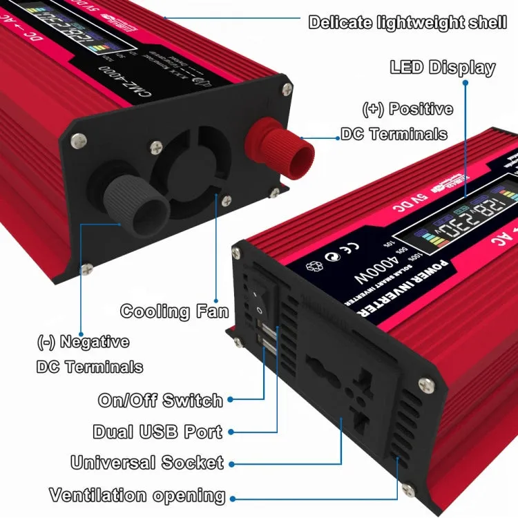 Solar Power System Inverters 30A Controller 18W 18V Solar Panel, Black 12V To 220V, Black 12V To 110V, Red 12V To 220V, Red 12V To 110V