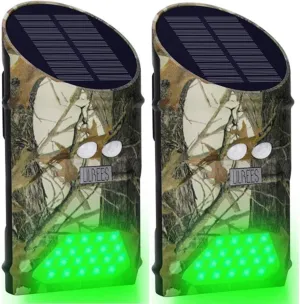 Solar Powered Hog Feeder Light-Motion-Activated for Hog,Deer Feeder,Coyote Pig Varmint Feeding-Campact Camouflage Design for Outdoor Night Hunting-Green Lights(G300) 2-Pack