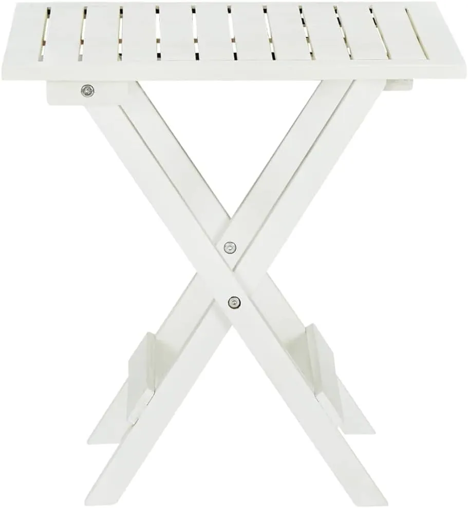 Solid Acacia Wood Folding Bistro Table White 18.1x18.1x18.5 Inch Compact Foldable Indoor Outdoor Furniture for Patio Garden Living Room Bedroom
