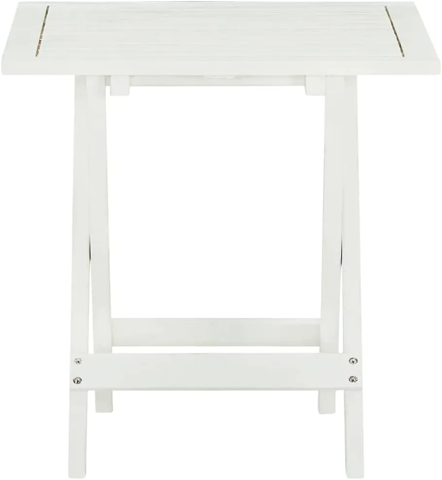 Solid Acacia Wood Folding Bistro Table White 18.1x18.1x18.5 Inch Compact Foldable Indoor Outdoor Furniture for Patio Garden Living Room Bedroom