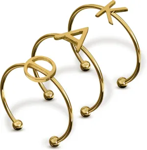 Sorority Shop Kappa Alpha Theta Stacking Ring Set - Adjustable Rings with 18k Gold Plating