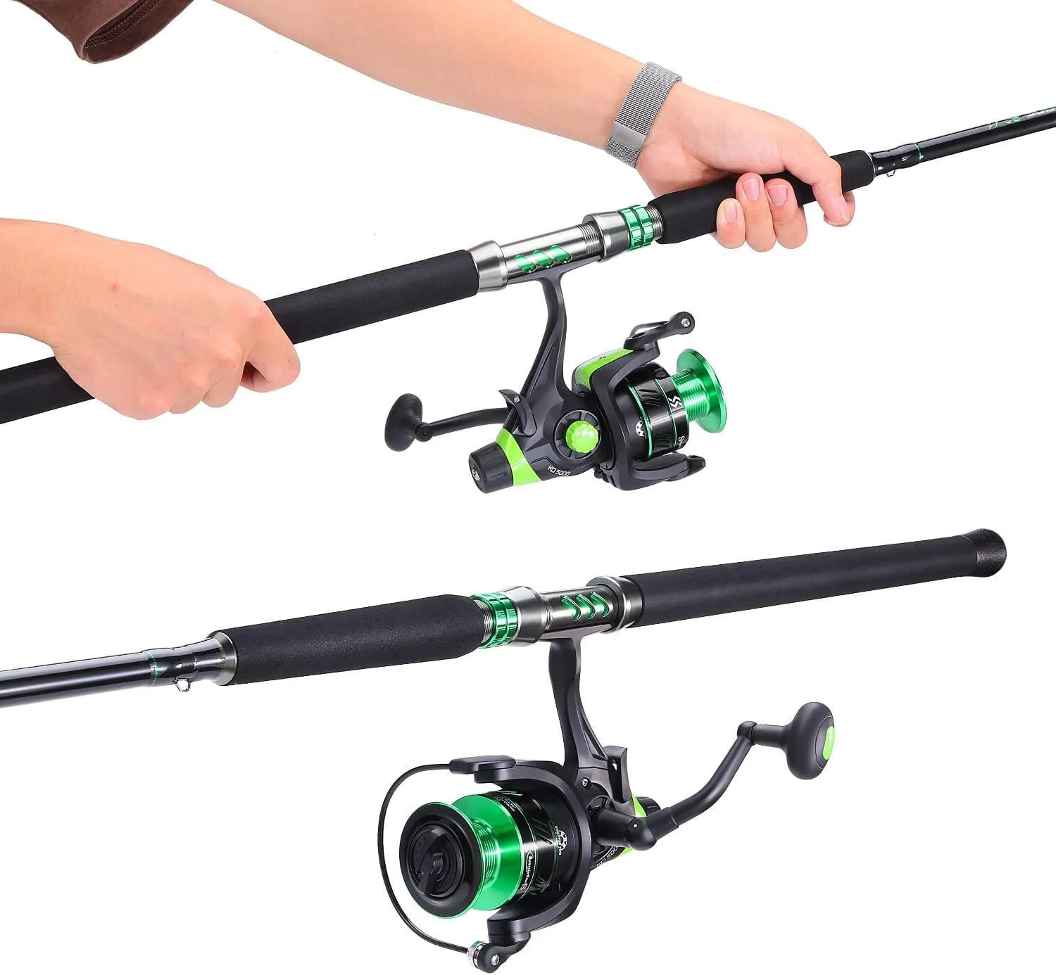 Sougayilang Catfish Fishing Rod and Reel Spinning Combo,Comfortable EVA Non-Slip Grips,Aluminum Reel Seat and Size 5000 Carp Spinning Wheel for Fighting Big Cats