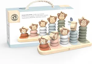 Speedy Monkey Kids Family Stacker, 5 Stackable Monkeys: Parent, Child, Sibling, Non-Toxic Paint, Develops Dexterity & Creativity, Educational Toy for Early Learning