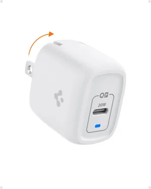 Spigen USB C Charger Block, [GaN Fast] 20W USB-C Power Adapter Type C for iPhone 15 14 13 Plus Pro Max 12 Mini MagSafe Z Fold Flip Pixel 8a Fast Foldable Wall Charger PD Charging AirPods Apple Watch