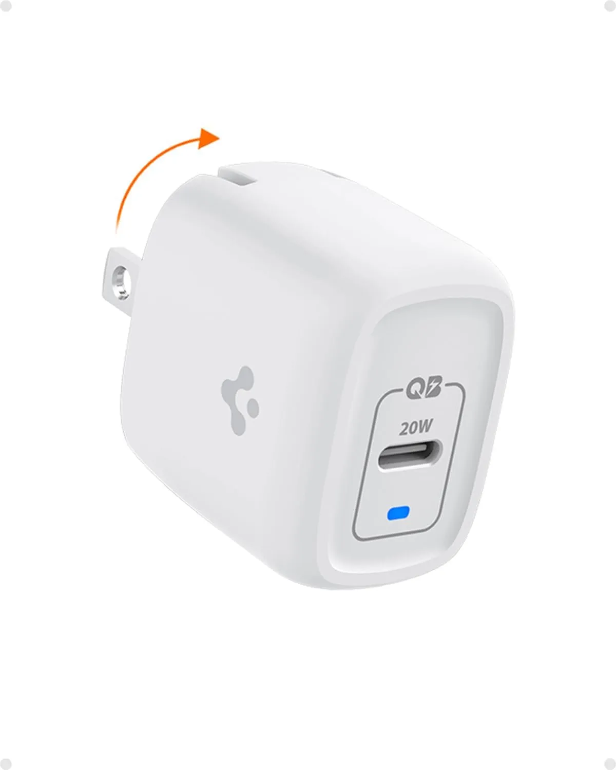Spigen USB C Charger Block, [GaN Fast] 20W USB-C Power Adapter Type C for iPhone 15 14 13 Plus Pro Max 12 Mini MagSafe Z Fold Flip Pixel 8a Fast Foldable Wall Charger PD Charging AirPods Apple Watch