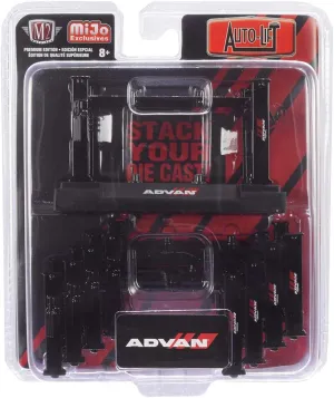 Stackable Diecast Auto-Lifts 5 Piece Set ADVAN Yokohama for 1/64 Scale Model Cars by M2 Machines 33500-MJS01