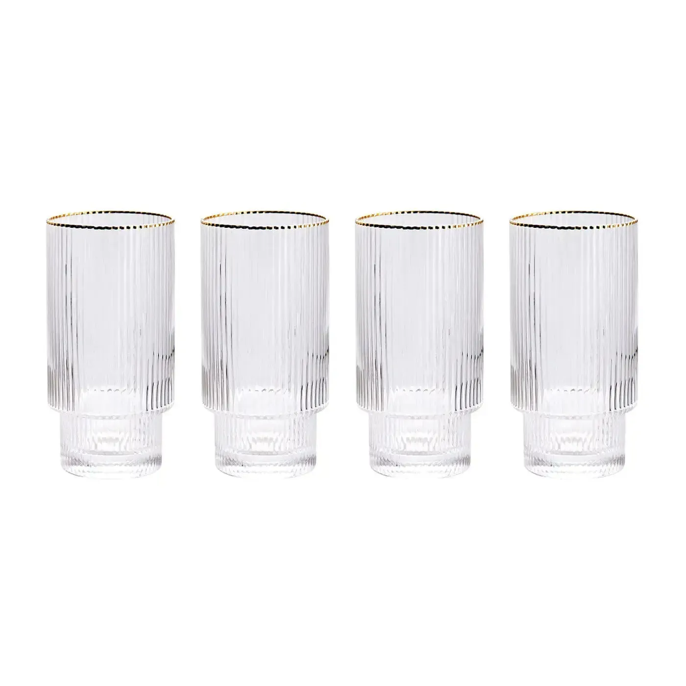 Stackable Gold Rim Ripple Drinking Glass