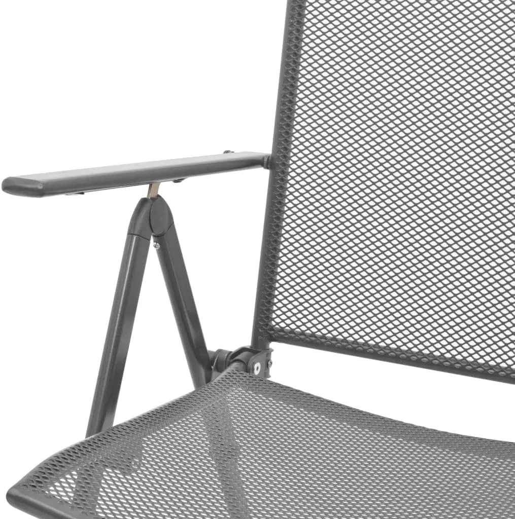 Stackable Steel Patio Chairs 2-Pack with 6-Position Reclining Mesh Design, Foldable Outdoor Indoor Furniture for Garden Poolside Lounge in Weather-Resistant Steel Gray