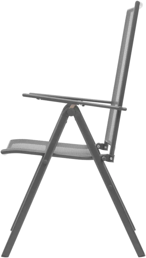 Stackable Steel Patio Chairs 2-Pack with 6-Position Reclining Mesh Design, Foldable Outdoor Indoor Furniture for Garden Poolside Lounge in Weather-Resistant Steel Gray