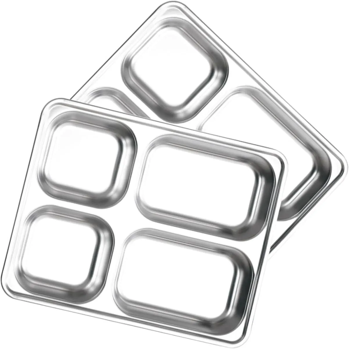 Stainless Steel Compartment Snack Tray Boys and Girls Dinner Set Divided Food Plate Camping Supplies