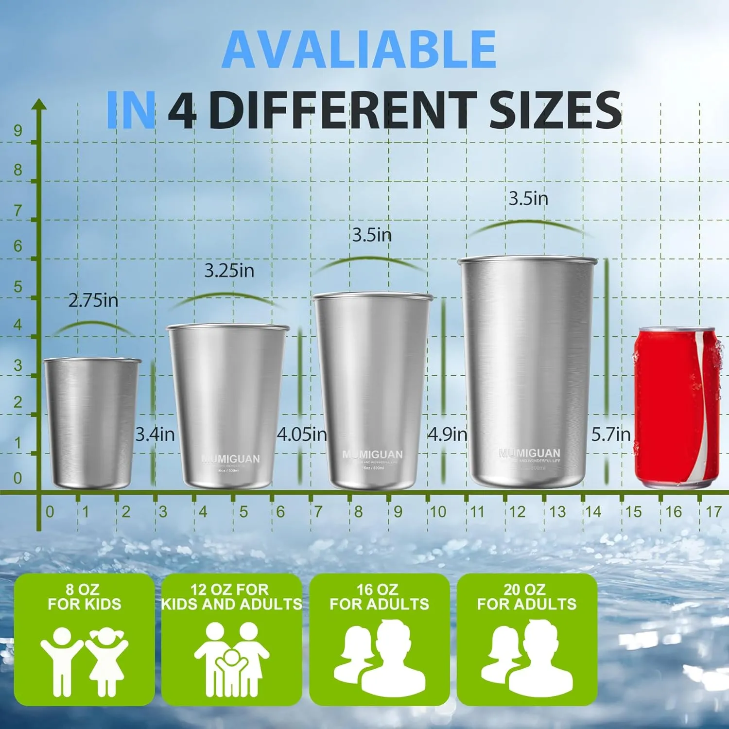 Stainless Steel Cups 20oz/600ml (4 Pack), Stainless Steel Pint Tumbler, Camping Stainless Steel Cups, Stackable Metal Drinking Glasses, BPA Free, Stackable, Durable.