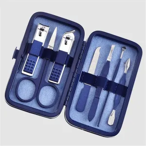 Stainless Steel Nail Clippers Blue Nail Clipper Set Gift Nail Scissors 7 Piece Set,7PCS