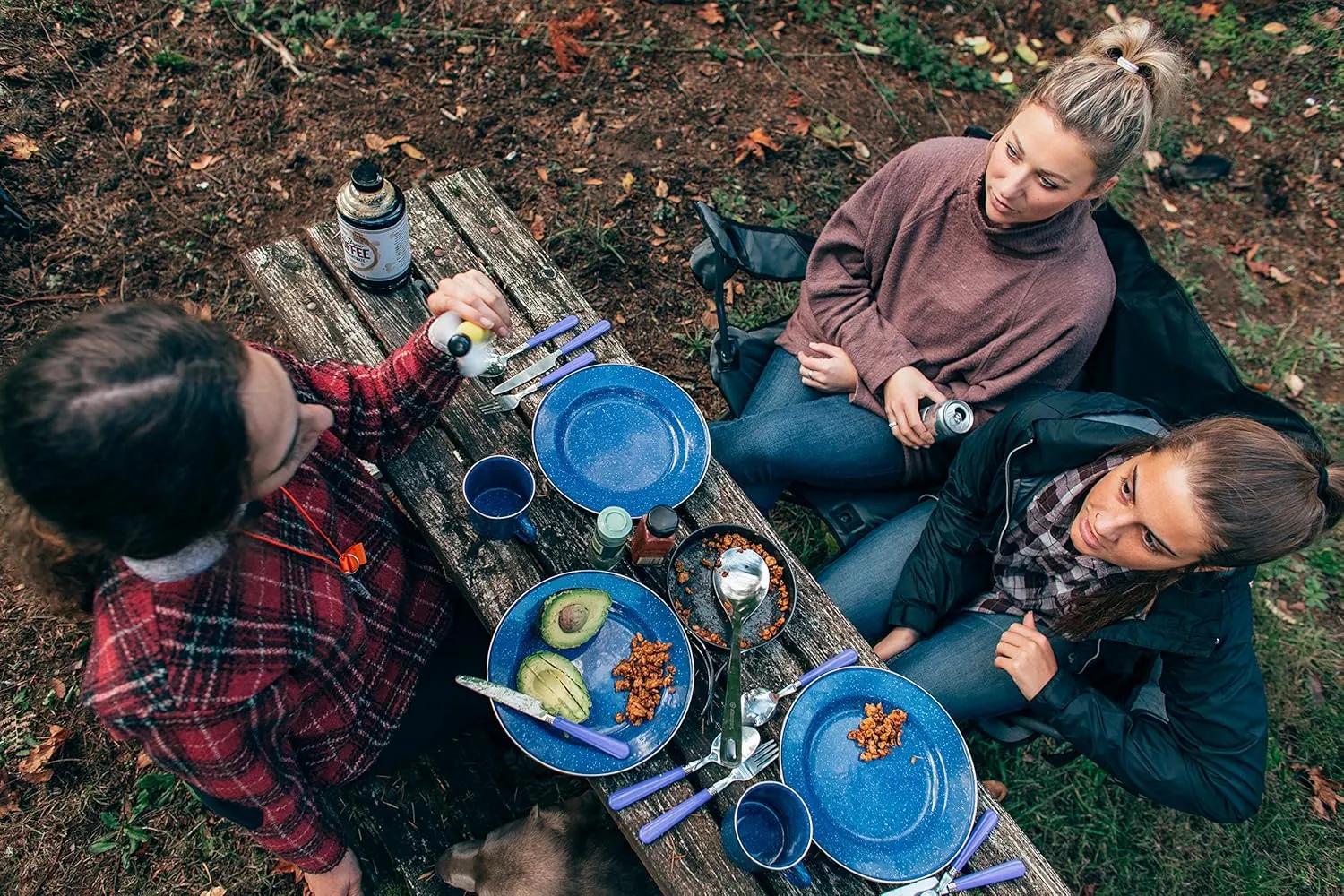 Stansport 24-Piece Enamel Camping Tableware Set