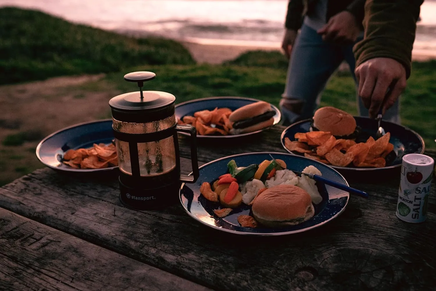 Stansport 24-Piece Enamel Camping Tableware Set