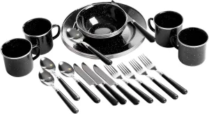 Stansport 24-Piece Enamel Camping Tableware Set