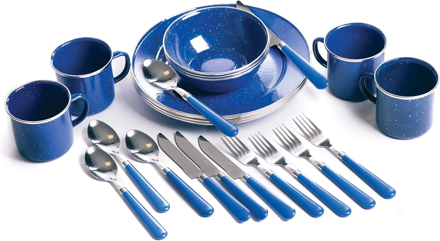 Stansport 24-Piece Enamel Camping Tableware Set