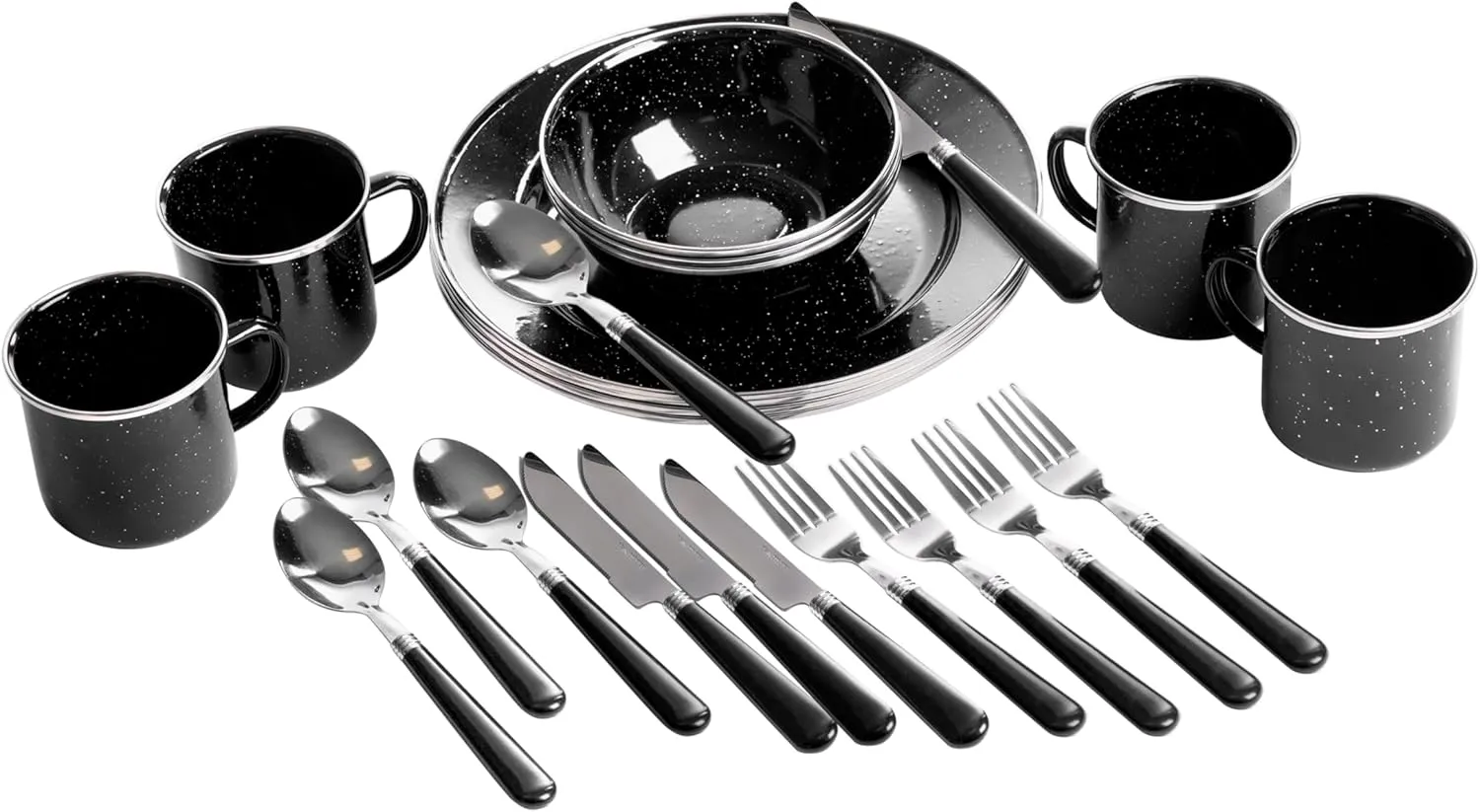 Stansport 24-Piece Enamel Camping Tableware Set