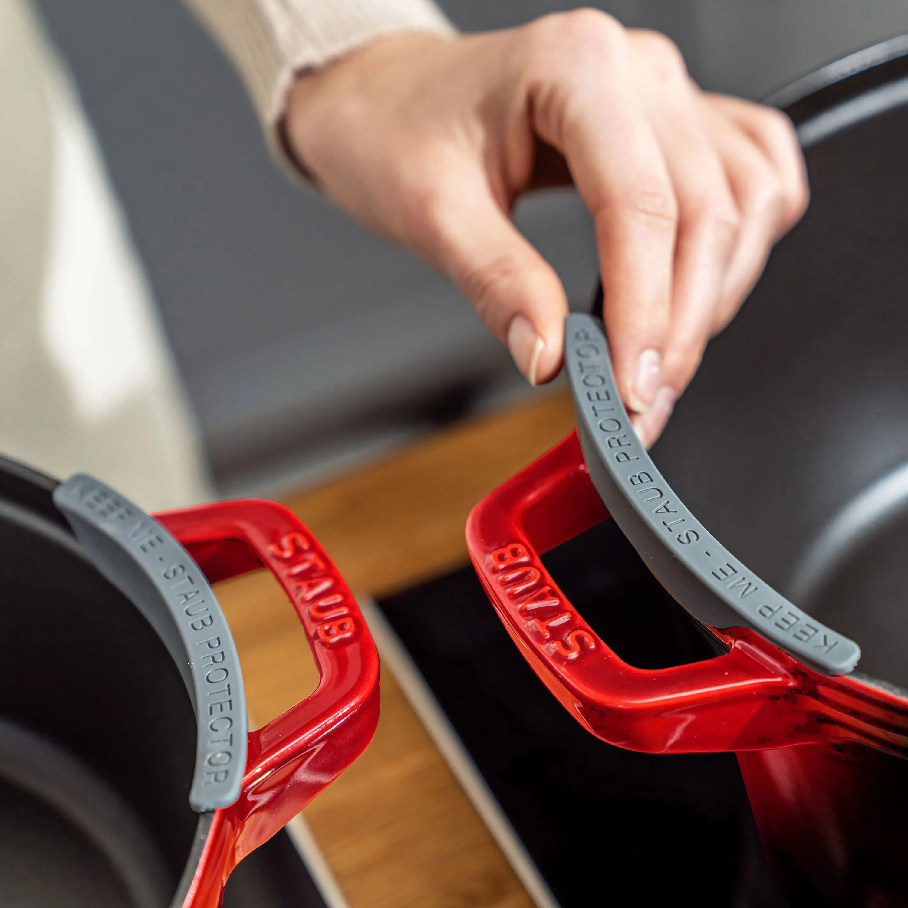 Staub 4 Piece Cherry Red Stackable Cast Iron Cookware Set