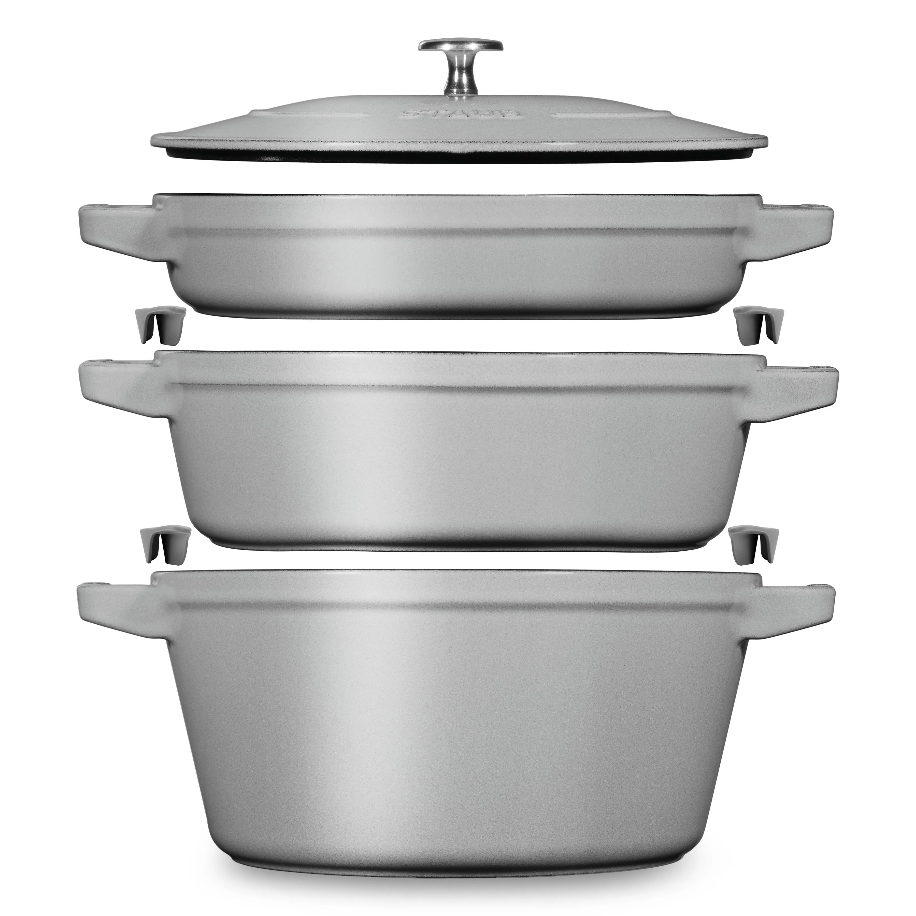 Staub 4 Piece Graphite Gray Stackable Cast Iron Cookware Set
