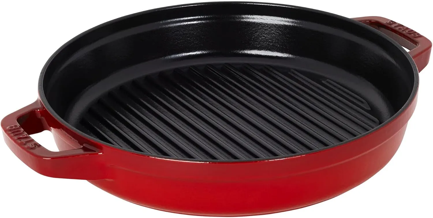 STAUB Cast Iron Set 4pc Stackable SpaceSaving Cookware Set Cherry