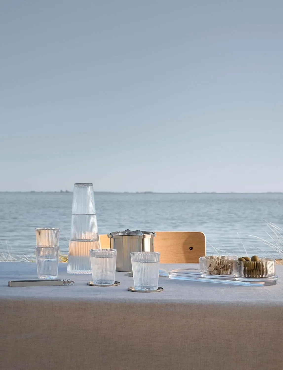 Stelton Pilastro Drinking Glasses - Ribbed Water Glasses Set - Dishwasher Safe, Stackable, for Hot & Cold Drinks - 150 ml - Set of 6