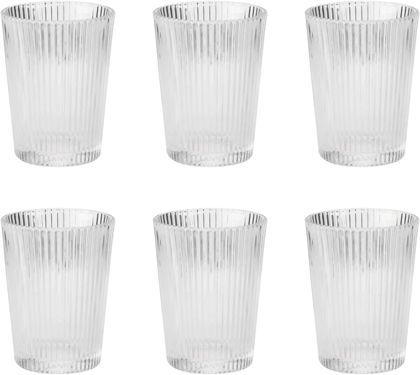 Stelton Pilastro Drinking Glasses - Ribbed Water Glasses Set - Dishwasher Safe, Stackable, for Hot & Cold Drinks - 150 ml - Set of 6