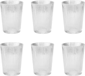 Stelton Pilastro Drinking Glasses - Ribbed Water Glasses Set - Dishwasher Safe, Stackable, for Hot & Cold Drinks - 150 ml - Set of 6