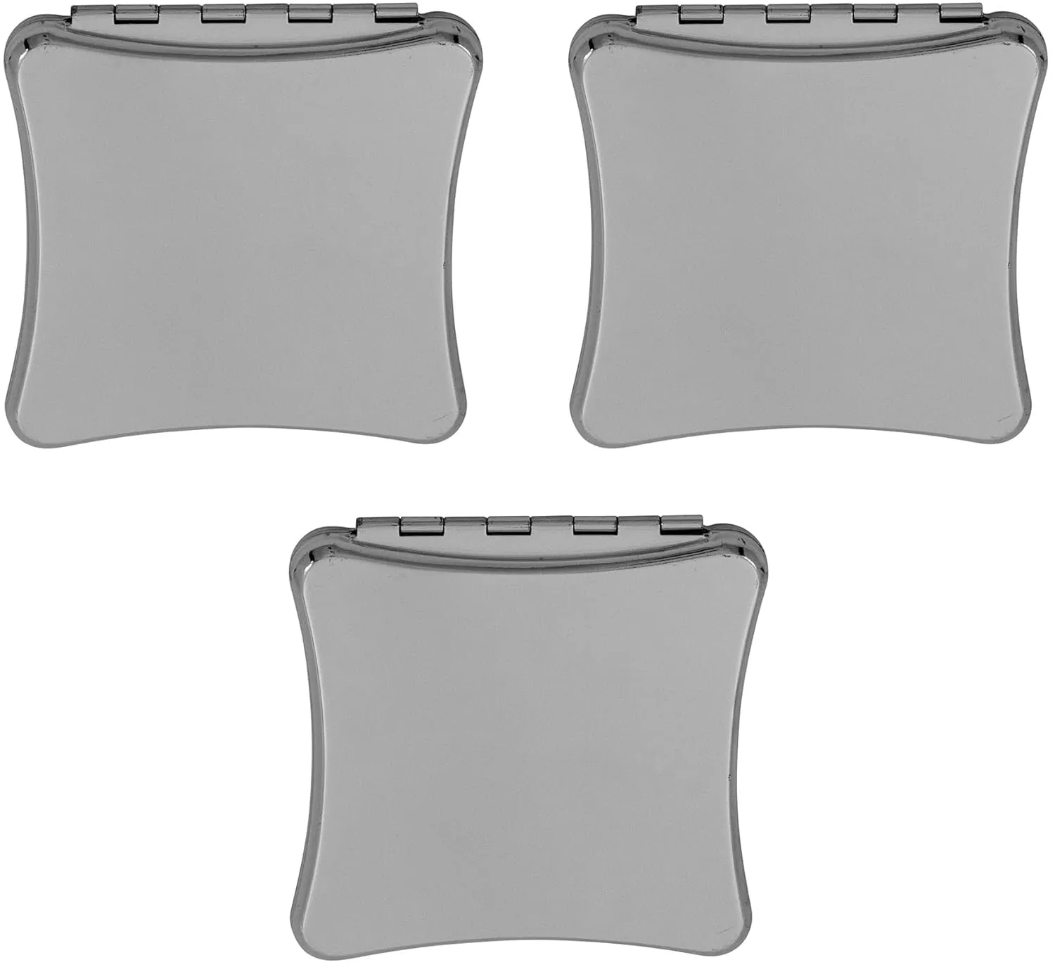 Stephanie Imports Set of 3 Double Sided Magnifying Compact Mirrors (Silver, Concave Square)