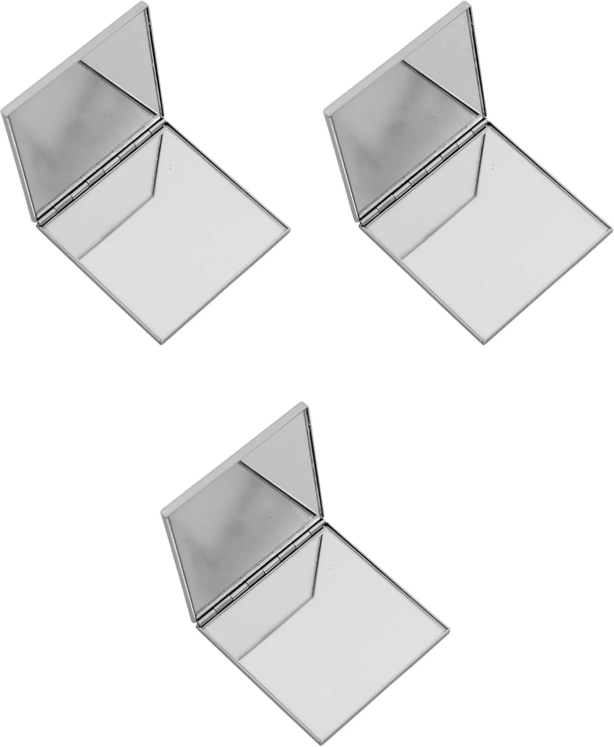 Stephanie Imports Set of 3 Double Sided Magnifying Square Compact Mirrors with Rhinestones (Clear)
