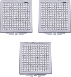 Stephanie Imports Set of 3 Double Sided Magnifying Square Compact Mirrors with Rhinestones (Clear)