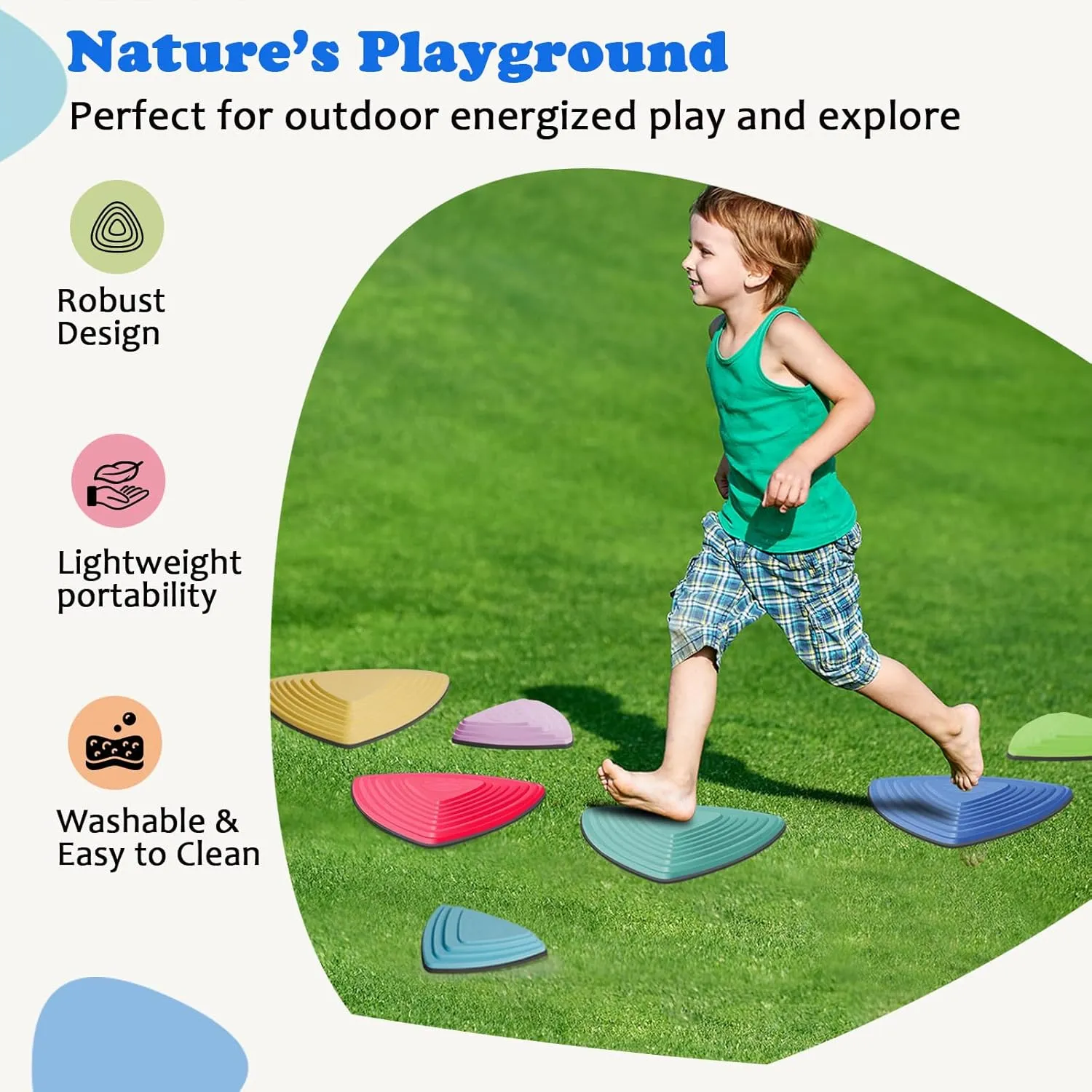 Stepping Stones for Kids Non-Slip Balance River Stones Toys Promoting Children's Coordination Skills Obstacle Courses Sensory Toys for Toddlers Indoor & Outdoor
