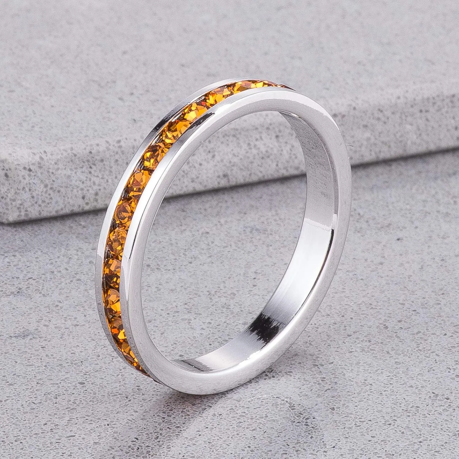 Stylish Birthstone Crystal Stackables Eternity Bands