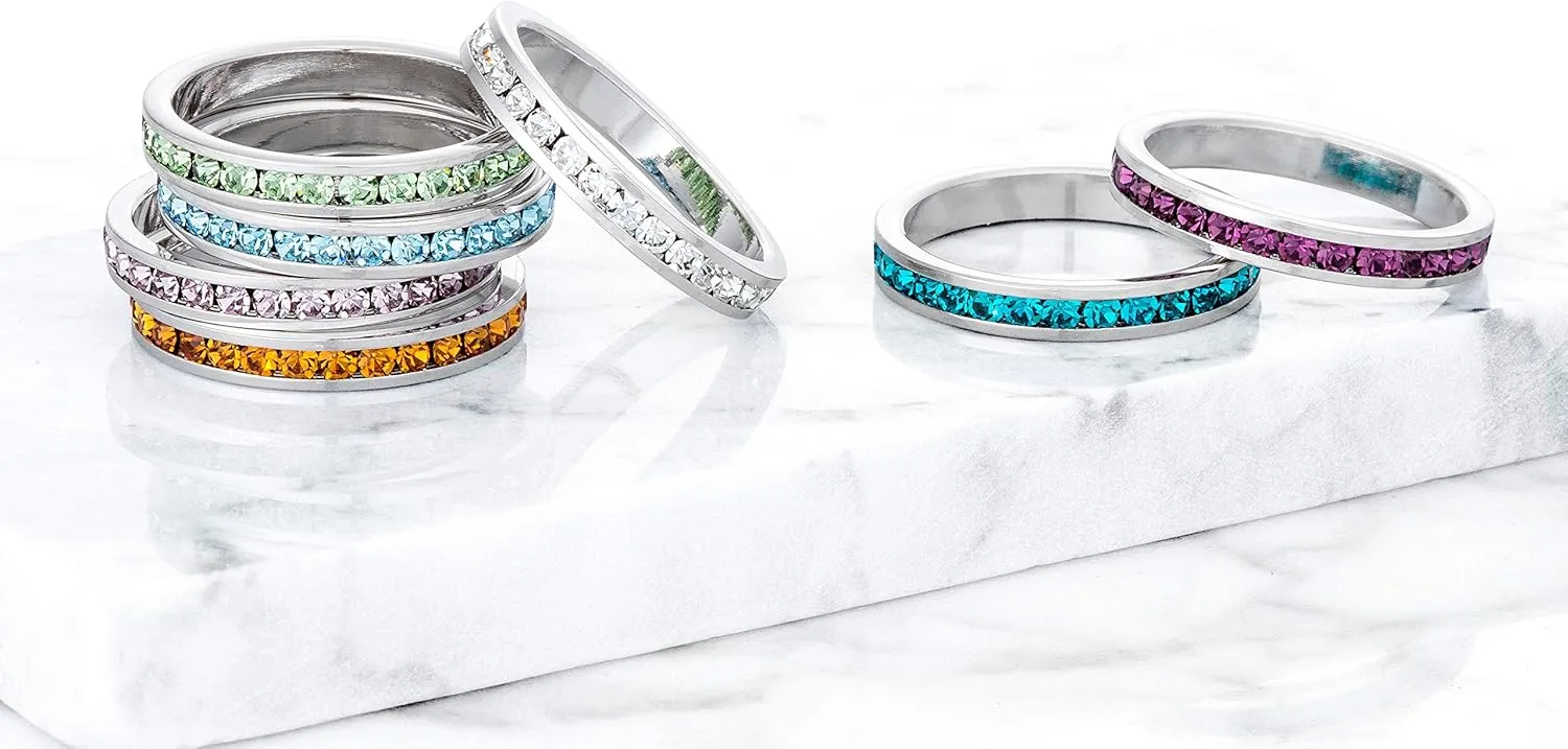 Stylish Birthstone Crystal Stackables Eternity Bands